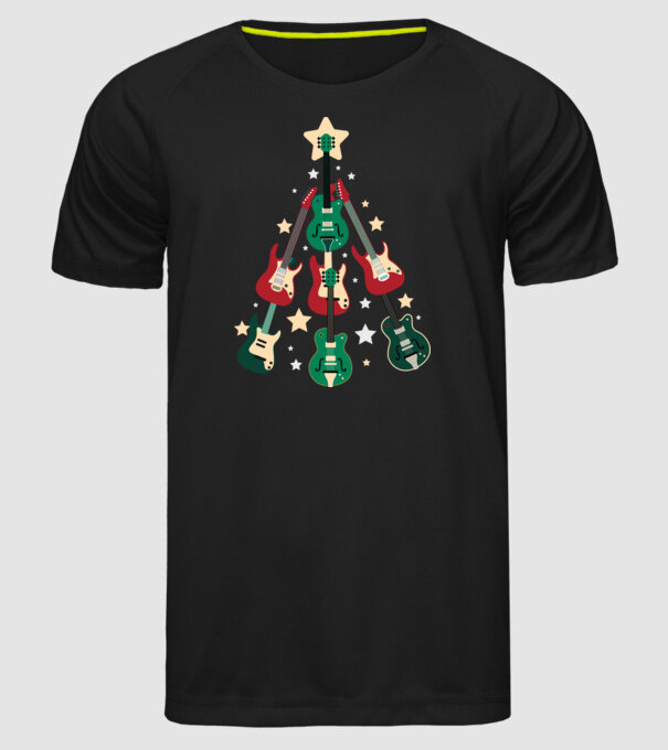 Pom de Crăciun Chitară model negru pe tricou