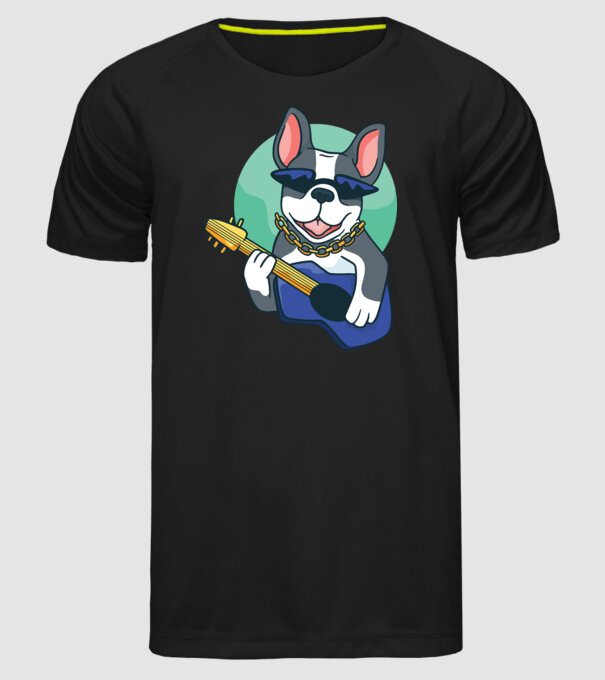 Bulldog Chitarist model negru pe tricou