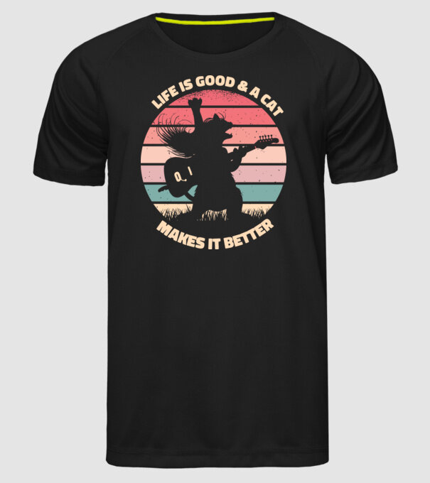 Pisică Chitaristă model negru pe tricou