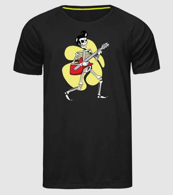 Schelet Elvis cu chitară model negru pe tricou