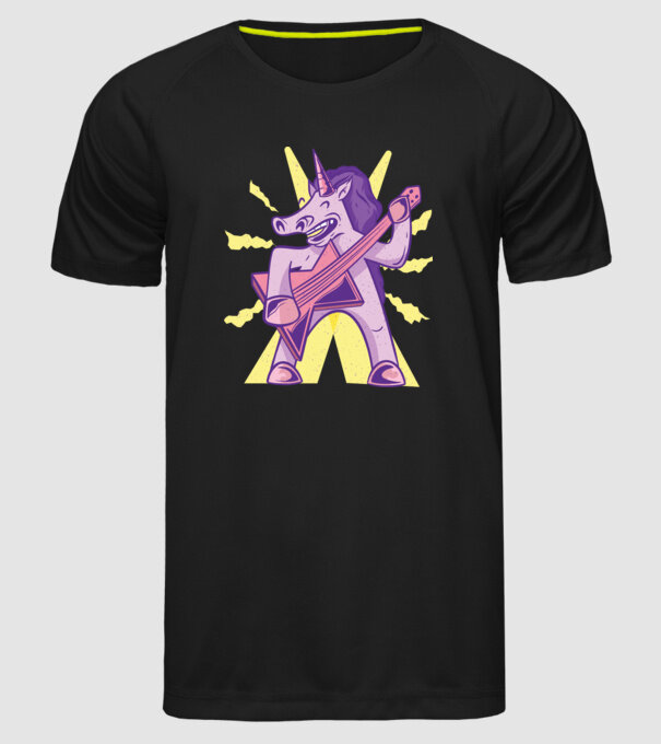 Unicorn cu chitara model negru pe tricou