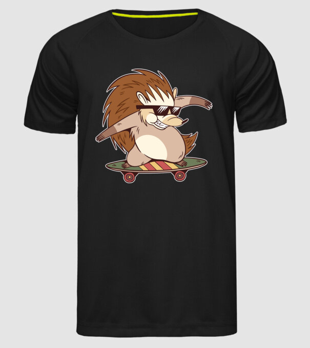 Arici Skateboarder model negru pe tricou