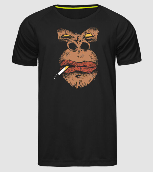 Cap de gorilă cu țigară model negru pe tricou