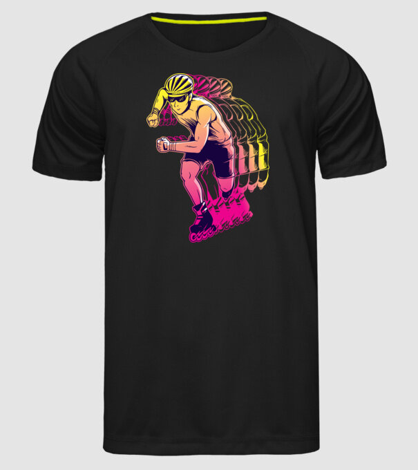 Concurent patine pe rotile model negru pe tricou