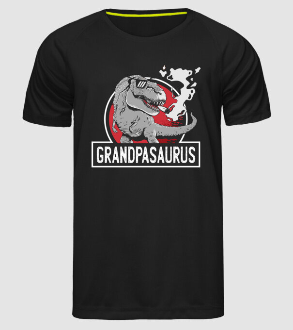 Grandpasaurus T-rex model negru pe tricou