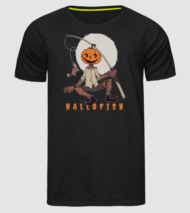 Hallofish - Pescar Halloween model negru pe tricou