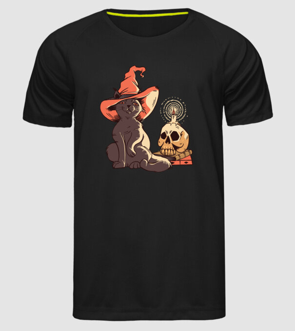 Pisică Halloween model negru pe tricou