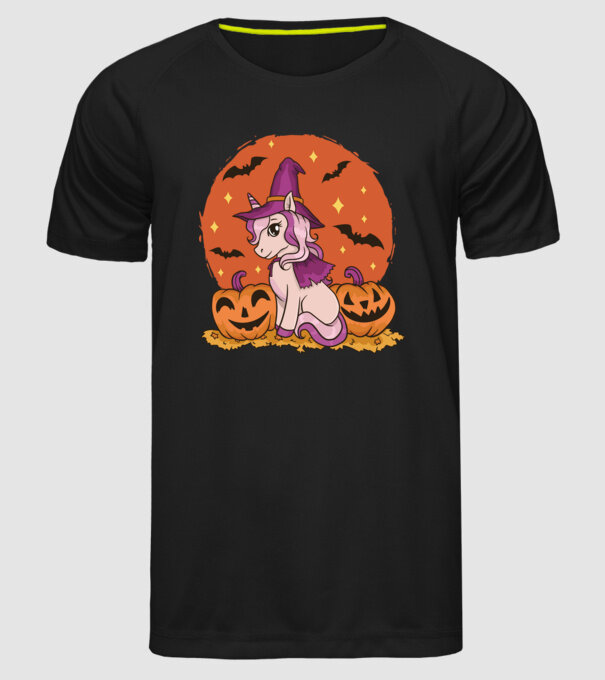 Unicorn Halloween model negru pe tricou
