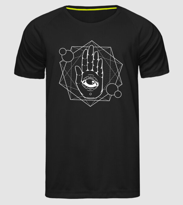 Mână Hamsa - Mâna lui Dumnezeu model negru pe tricou