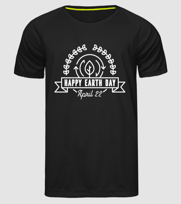 Happy Earth Day - Ziua Pământului model negru pe tricou