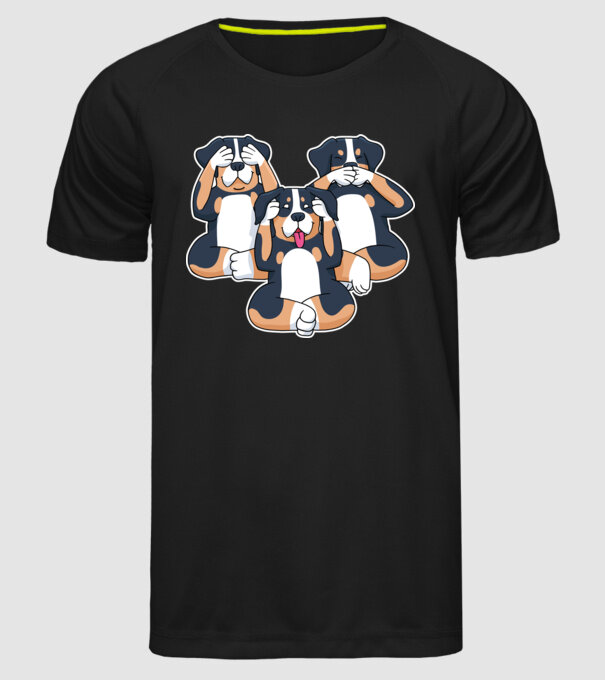 Trei câini model negru pe tricou