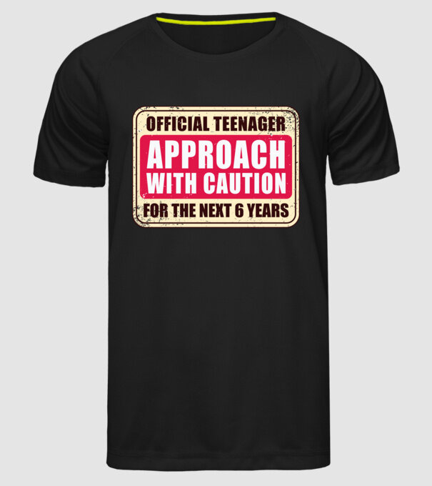 Adolescent oficial Abordați cu prudență model negru pe tricou