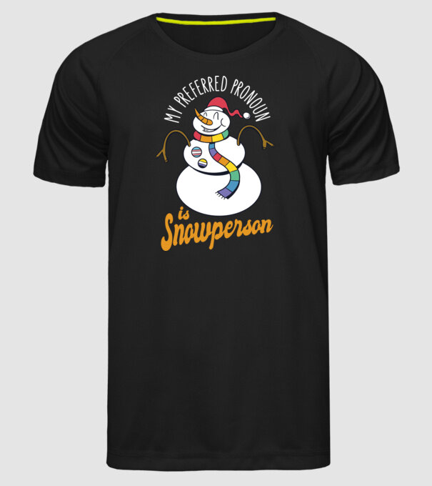 Om de zăpadă model negru pe tricou