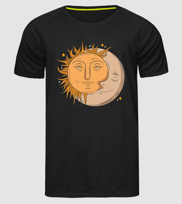 Luna și Soarele model negru pe tricou