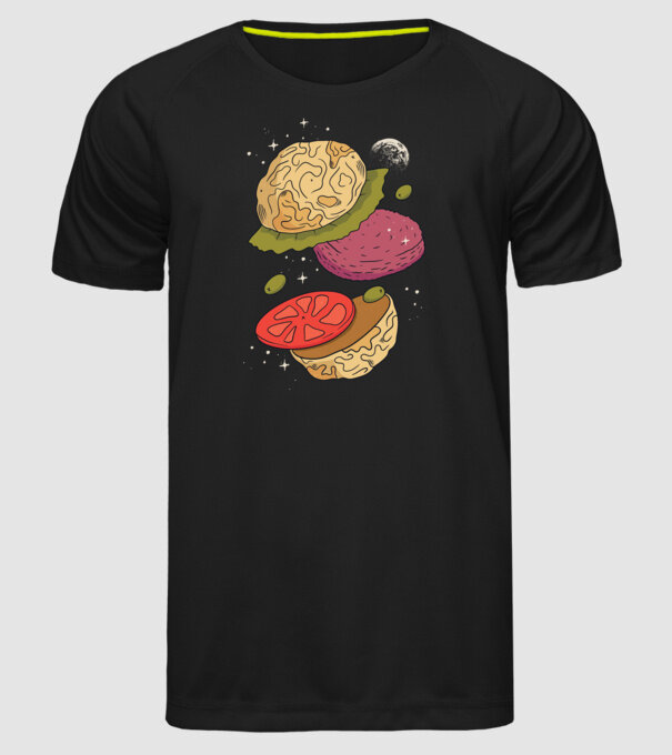 Burger lună model negru pe tricou