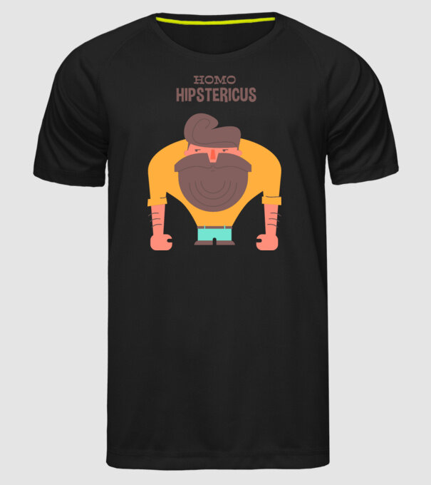 Homo Hipstericus model negru pe tricou