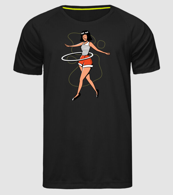 Cerc hula-hoop model negru pe tricou