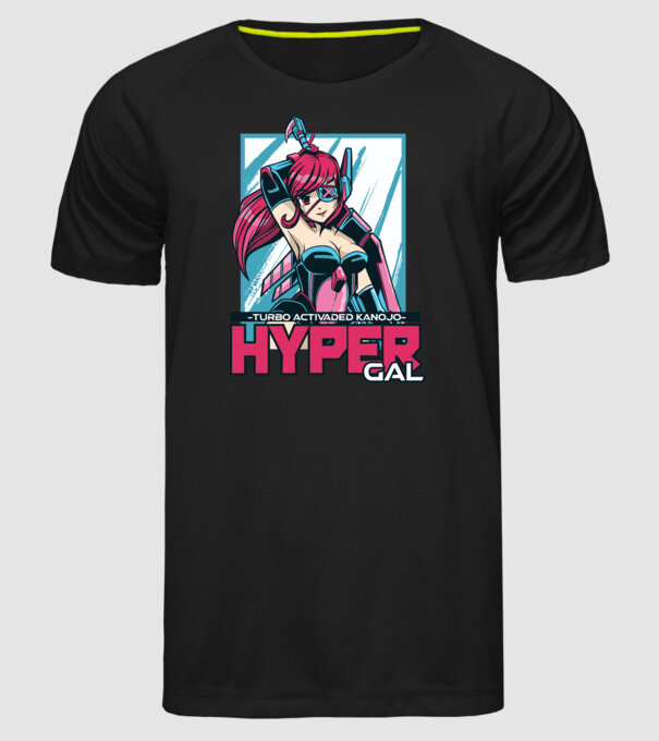 Hyper Gal - Fată Anime model negru pe tricou