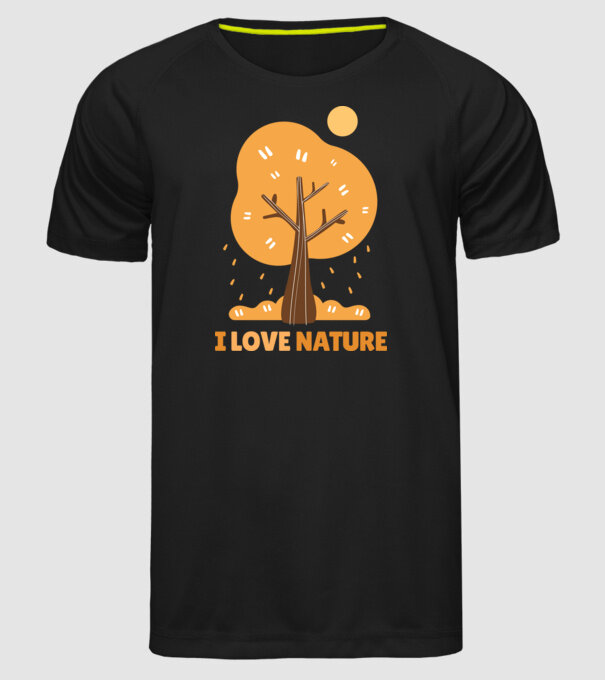 I Love Nature model negru pe tricou