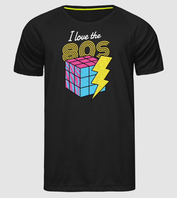 I love the 80s Cub Rubik model negru pe tricou