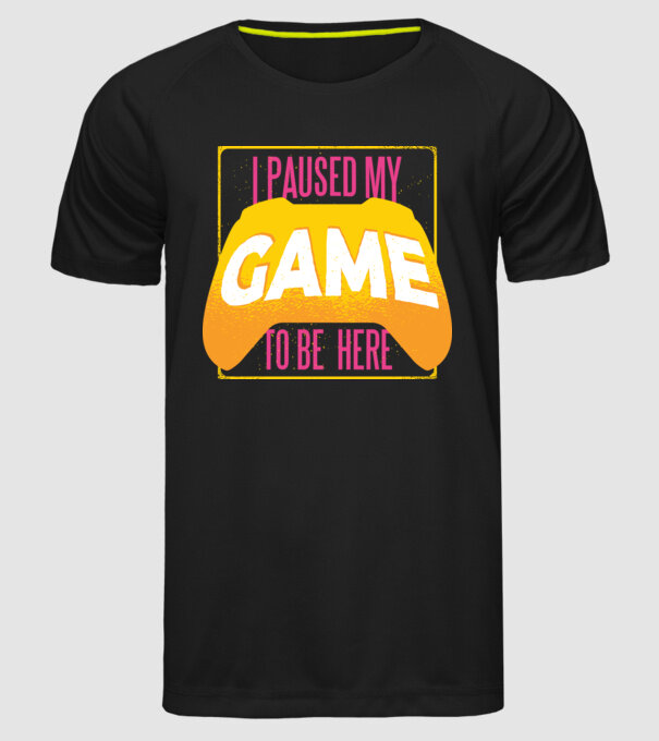 I paused my game to be here tricou amuzant Gamer model negru pe tricou