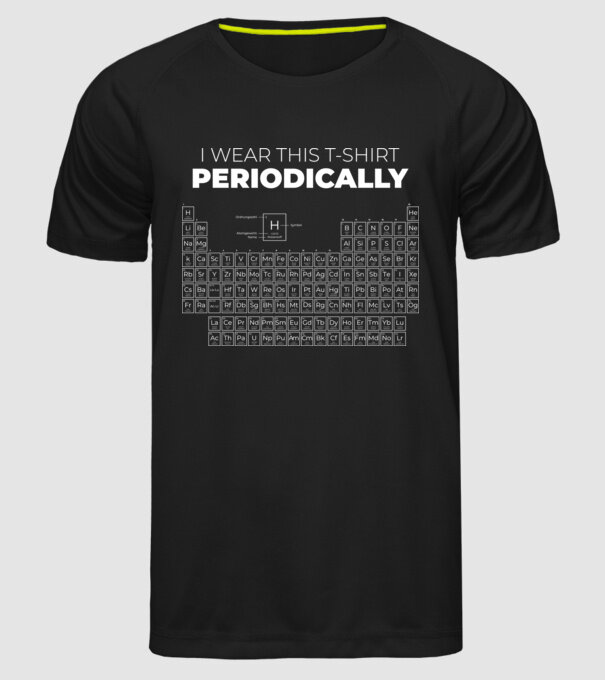 I wear this t-shirt periodically model negru pe tricou