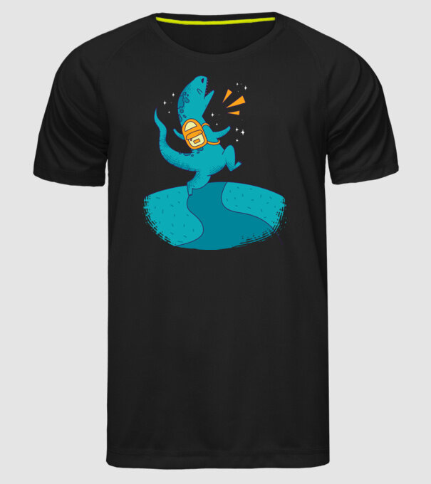 Dinozaur școlar model negru pe tricou