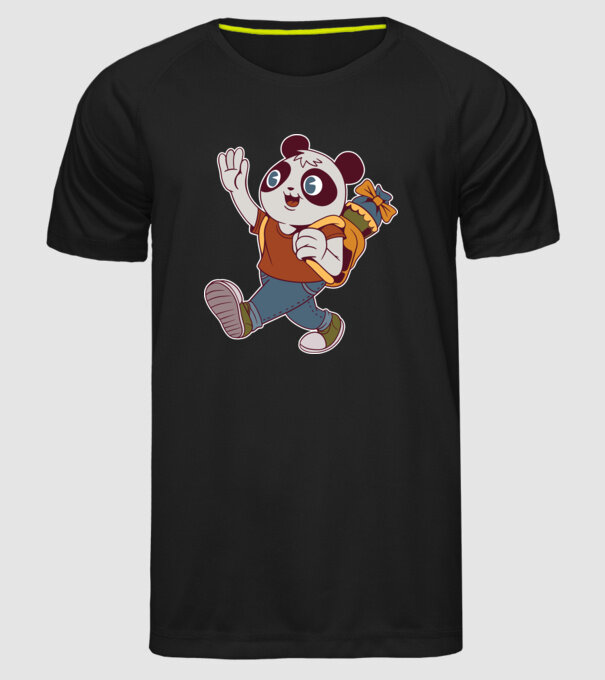 Panda școlar model negru pe tricou
