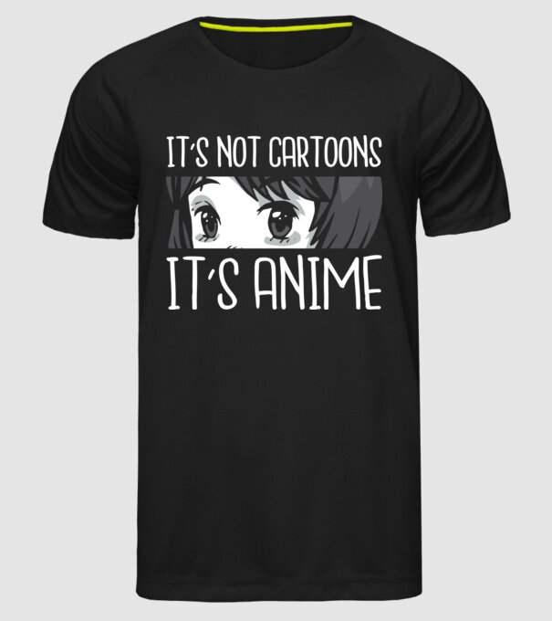 'It''s not cartoons it''s anime' model negru pe tricou