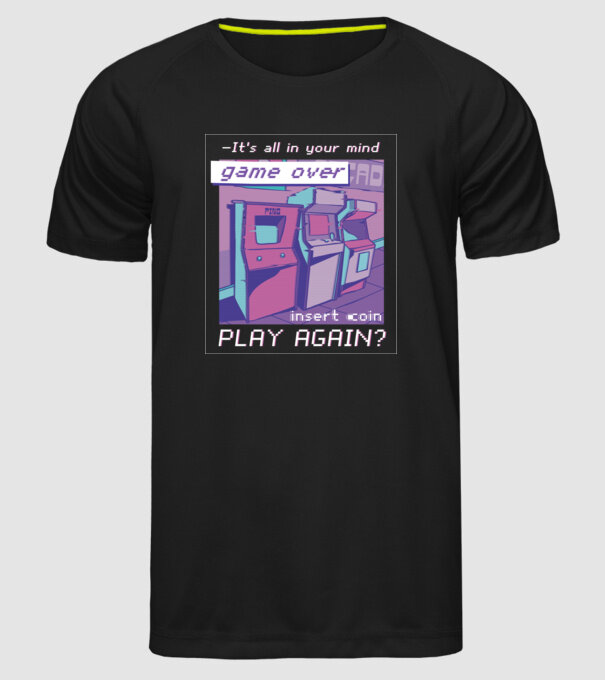 Sala de jocuri Retro Arcade model negru pe tricou