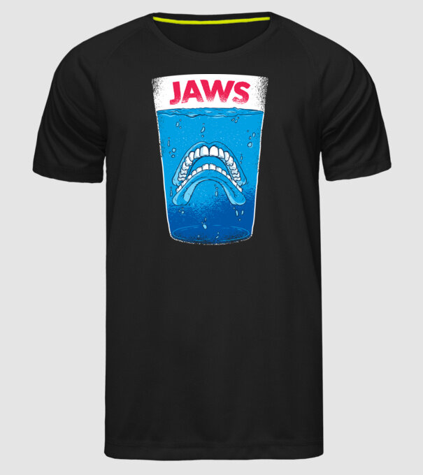 Jaws dinți tricou parodie model negru pe tricou