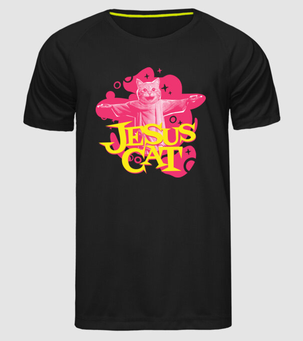 Jesus Cat model negru pe tricou