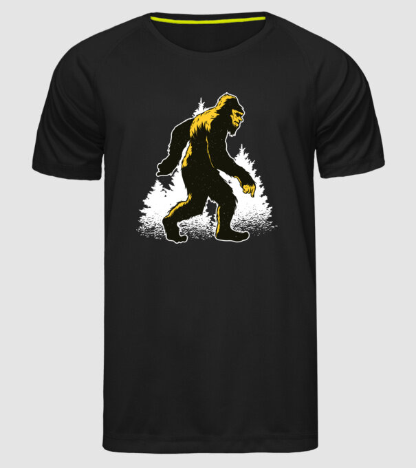Yeti în pădure model negru pe tricou