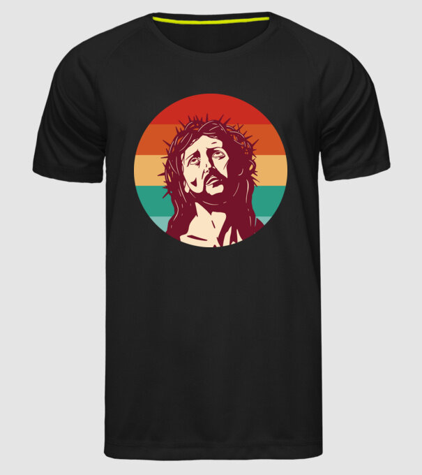 Iisus Hristos Retro model negru pe tricou