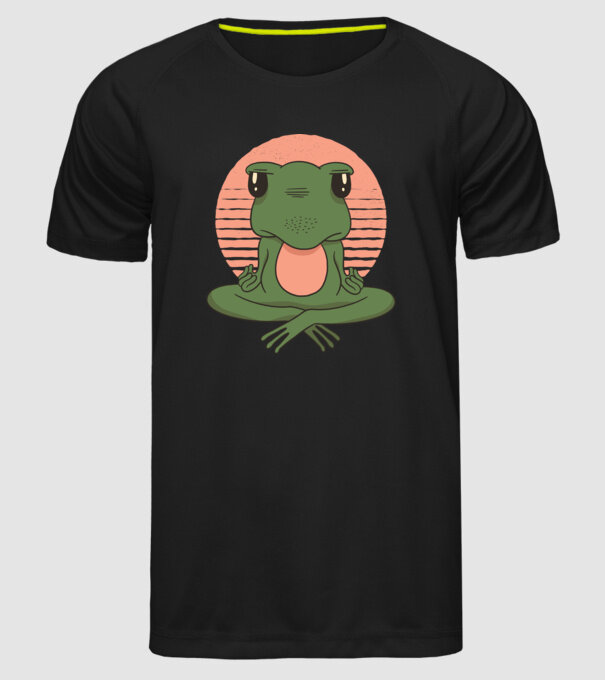 Yoga Broască model negru pe tricou