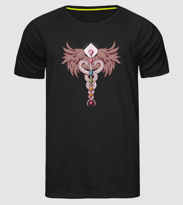 Chakra yoga model negru pe tricou