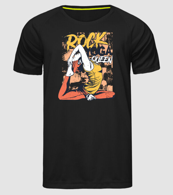 Regina Yoga model negru pe tricou