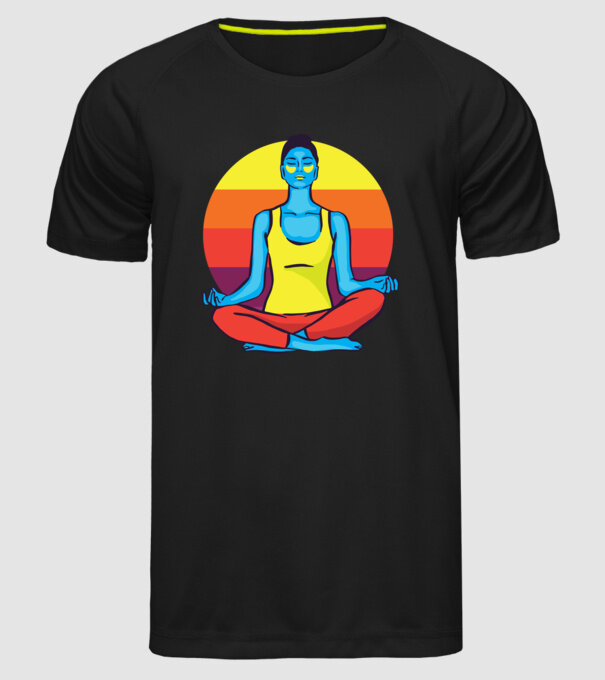 Yoga Meditație Retro model negru pe tricou