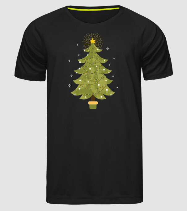 Pom de Crăciun model negru pe tricou