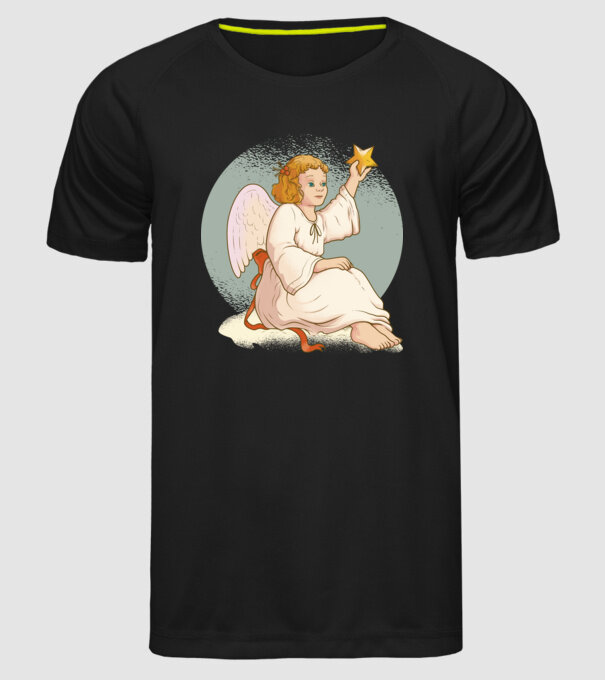 Înger de Crăciun model negru pe tricou
