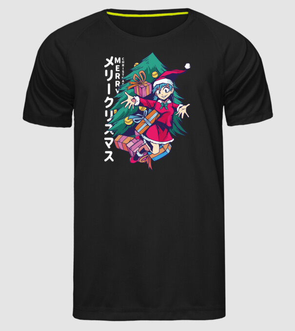 Anime Crăciun model negru pe tricou