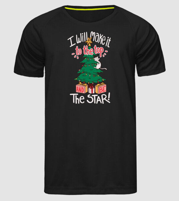 Pisică de Crăciun model negru pe tricou