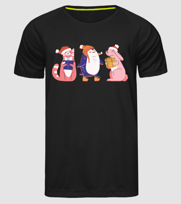 Animale drăguțe de Crăciun model negru pe tricou