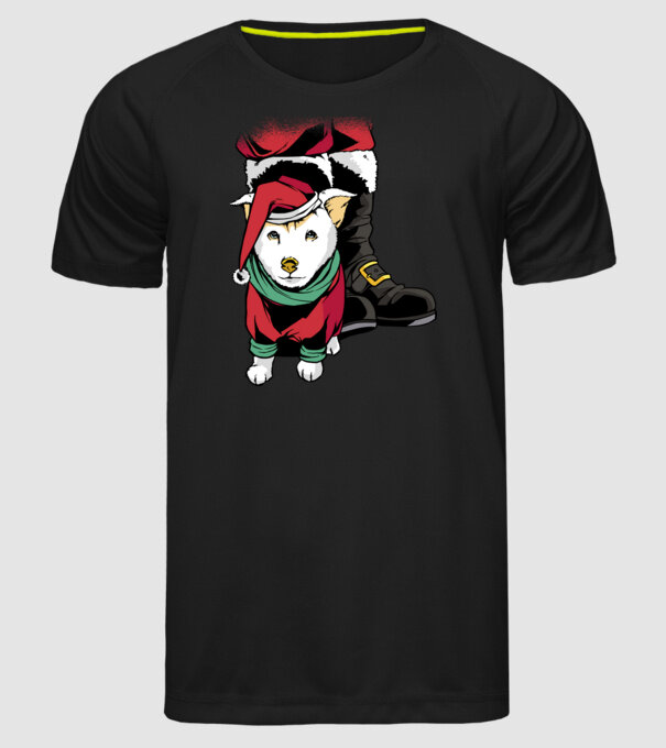 Cățeluș de Crăciun model negru pe tricou