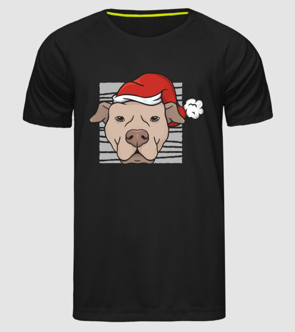 Pitbull de Crăciun model negru pe tricou