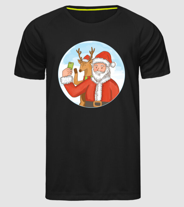 Selfie de Crăciun model negru pe tricou