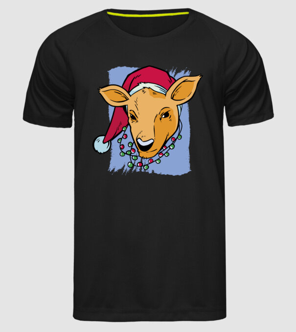 Cerb de Crăciun model negru pe tricou