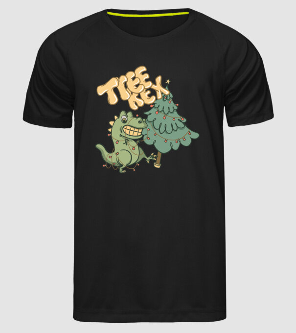 T-rex de Crăciun model negru pe tricou