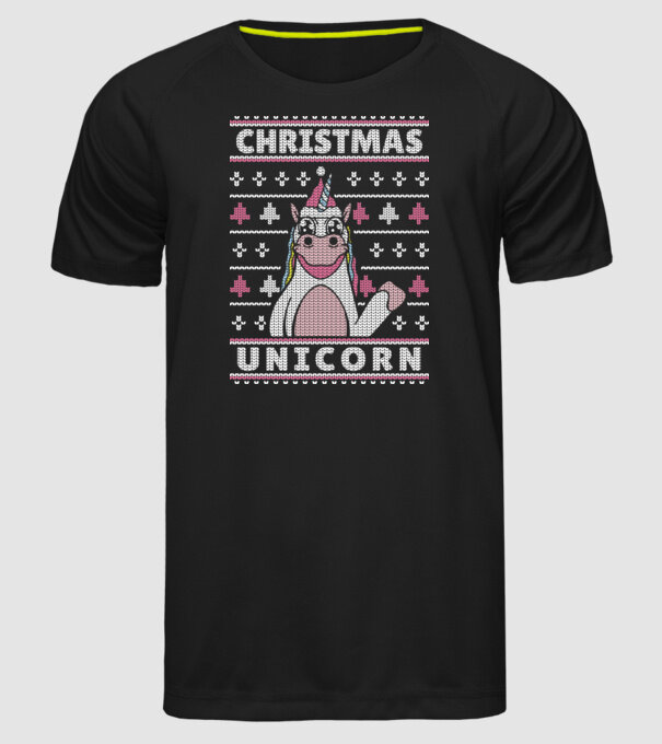 Unicorn de Crăciun pulover urât model negru pe tricou