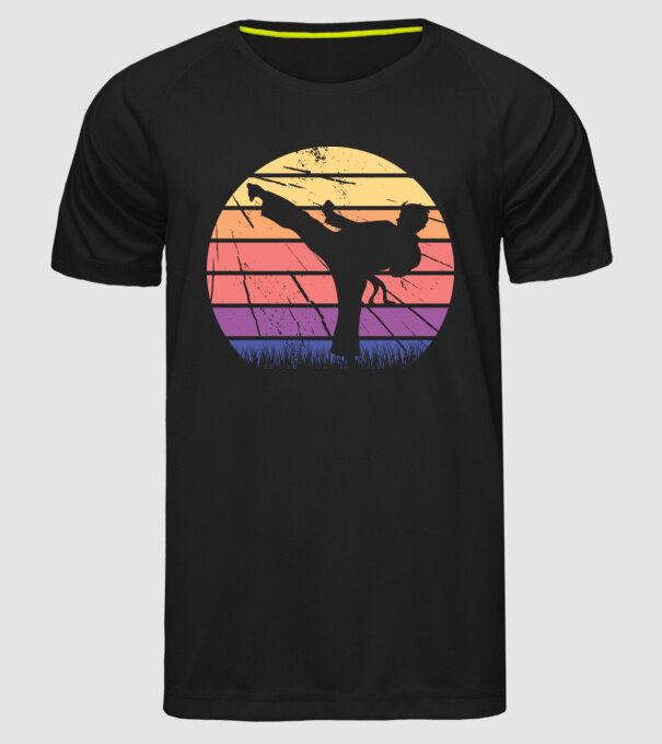Karate Retro model negru pe tricou